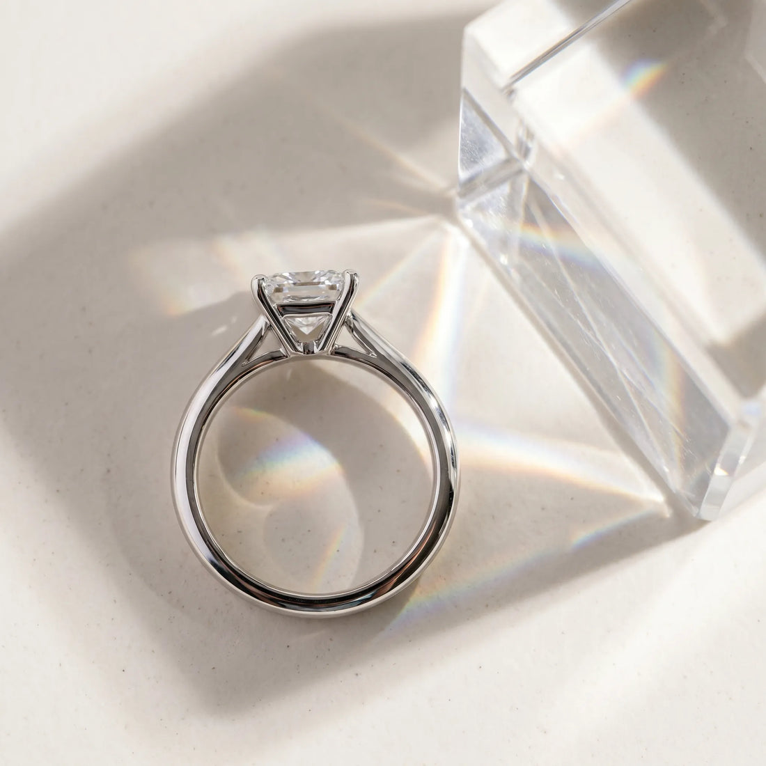White gold Princess Cut Diamond Solitaire Engagement Ring with Classic Band and Four-Prong Setting_199