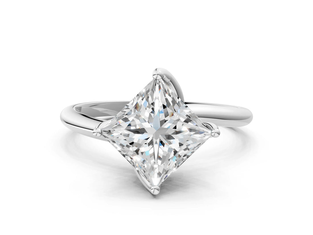 White gold Princess Cut Diamond Solitaire Engagement Ring with Four-Prong Setting and Classic Band_20