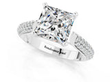 White gold Princess Cut Diamond Solitaire Engagement Ring with Pavé Band and Four-Prong Setting_1