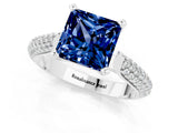 White gold Princess Cut Diamond Solitaire Engagement Ring with Pavé Band and Four-Prong Setting_1
