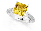 White gold Princess Cut Diamond Solitaire Engagement Ring with Pavé Band and Four-Prong Setting_1