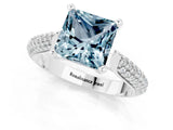White gold Princess Cut Diamond Solitaire Engagement Ring with Pavé Band and Four-Prong Setting_1