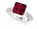 White gold Princess Cut Diamond Solitaire Engagement Ring with Pavé Band and Four-Prong Setting_1