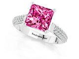 White gold Princess Cut Diamond Solitaire Engagement Ring with Pavé Band and Four-Prong Setting_1