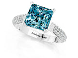 White gold Princess Cut Diamond Solitaire Engagement Ring with Pavé Band and Four-Prong Setting_1