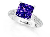 White gold Princess Cut Diamond Solitaire Engagement Ring with Pavé Band and Four-Prong Setting_1