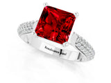 White gold Princess Cut Diamond Solitaire Engagement Ring with Pavé Band and Four-Prong Setting_1