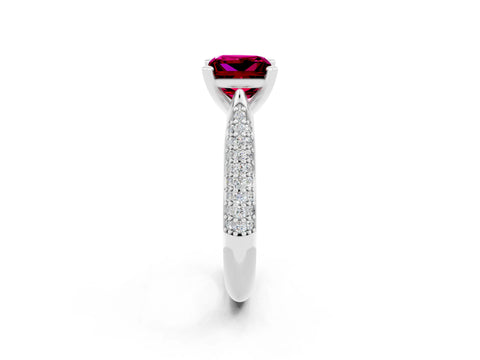 White gold Princess Cut Diamond Solitaire Engagement Ring with Pavé Band and Four-Prong Setting_2