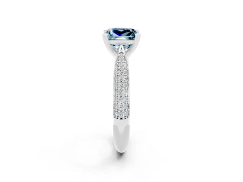 White gold Princess Cut Diamond Solitaire Engagement Ring with Pavé Band and Four-Prong Setting_2