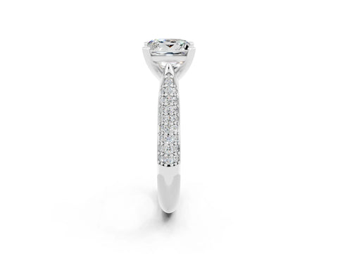 White gold Princess Cut Diamond Solitaire Engagement Ring with Pavé Band and Four-Prong Setting_2