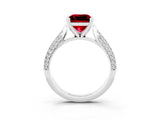 White gold Princess Cut Diamond Solitaire Engagement Ring with Pavé Band and Four-Prong Setting_3