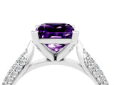 White gold Princess Cut Diamond Solitaire Engagement Ring with Pavé Band and Four-Prong Setting_4