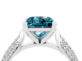 White gold Princess Cut Diamond Solitaire Engagement Ring with Pavé Band and Four-Prong Setting_4