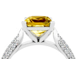 White gold Princess Cut Diamond Solitaire Engagement Ring with Pavé Band and Four-Prong Setting_4