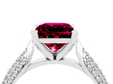 White gold Princess Cut Diamond Solitaire Engagement Ring with Pavé Band and Four-Prong Setting_4
