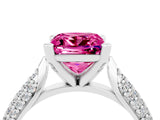 White gold Princess Cut Diamond Solitaire Engagement Ring with Pavé Band and Four-Prong Setting_4