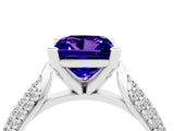 White gold Princess Cut Diamond Solitaire Engagement Ring with Pavé Band and Four-Prong Setting_4