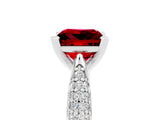 White gold Princess Cut Diamond Solitaire Engagement Ring with Pavé Band and Four-Prong Setting_5