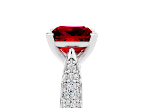 White gold Princess Cut Diamond Solitaire Engagement Ring with Pavé Band and Four-Prong Setting_5