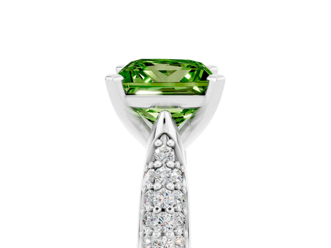 White gold Princess Cut Diamond Solitaire Engagement Ring with Pavé Band and Four-Prong Setting_5