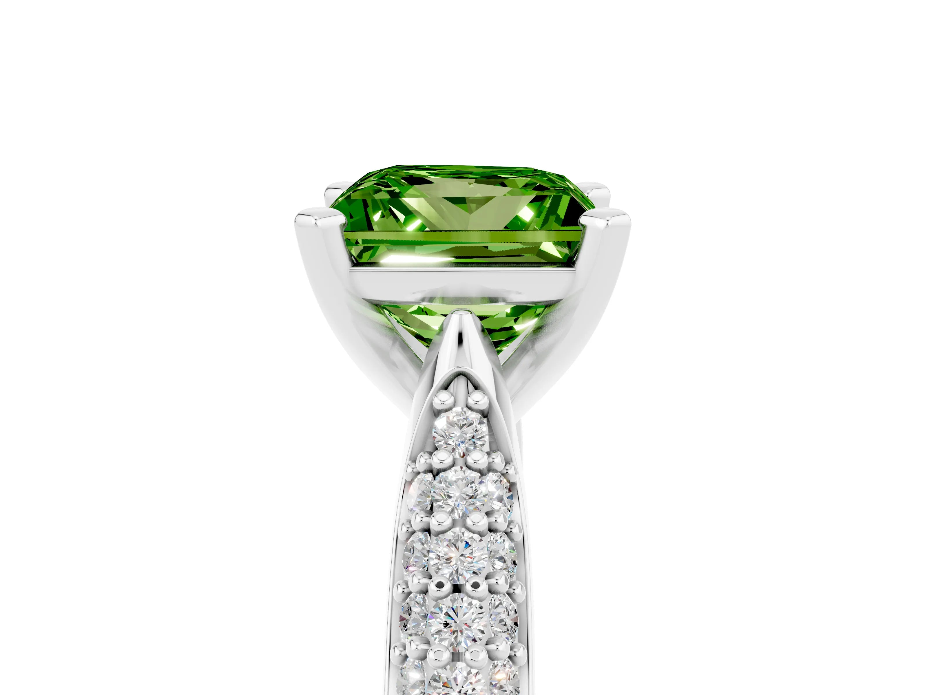 White gold Princess Cut Diamond Solitaire Engagement Ring with Pavé Band and Four-Prong Setting_5