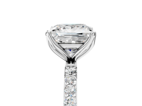 White gold Princess Cut Diamond Solitaire Engagement Ring with Round with Moissanite side stone Pavé Band and Prong Setting_17