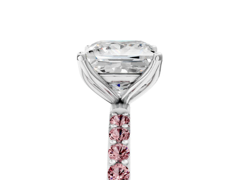 White gold Princess Cut Diamond Solitaire Engagement Ring with Round with Morganite side stone Pavé Band and Prong Setting_29