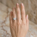 White gold Princess Cut Diamond Solitaire Engagement Ring with Split Shank Pavé Band_336