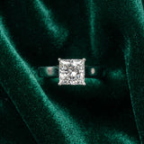 White gold Princess Cut Diamond Solitaire Engagement Ring with Tapered Plain Band and Four-Prong Setting_156