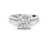 White gold Princess Cut Diamond Solitaire Engagement Ring with Tapered Plain Band and Four-Prong Setting_209