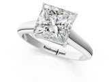 White gold Princess Cut Diamond Solitaire Engagement Ring with Tapered Plain Band and Four-Prong Setting_210