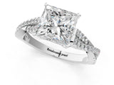 White gold Princess Cut Diamond Solitaire Engagement Ring with Twisted Pavé Band and Four-Prong Setting_75
