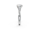 White gold Princess Cut Diamond Solitaire Engagement Ring with Twisted Pavé Band and Four-Prong Setting_76