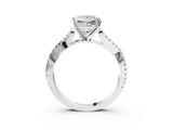 White gold Princess Cut Diamond Solitaire Engagement Ring with Twisted Pavé Band and Four-Prong Setting_80