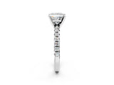 White gold Princess Cut Diamond Solitaire Pavé Engagement Ring with Round Band and Prong Setting_16