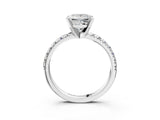 White gold Princess Cut Diamond Solitaire Pavé Engagement Ring with Round Band and Prong Setting_17