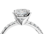 White gold Princess Cut Diamond Solitaire Pavé Engagement Ring with Round Band and Prong Setting_18