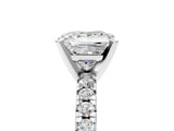 White gold Princess Cut Diamond Solitaire Pavé Engagement Ring with Round Band and Prong Setting_19