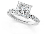 White gold Princess Cut Diamond Solitaire Pavé Engagement Ring with Round Band and Prong Setting_63