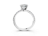 White gold Princess Cut Diamond Solitaire Pavé Engagement Ring with Round Band and Prong Setting_65