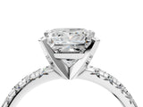 White gold Princess Cut Diamond Solitaire Pavé Engagement Ring with Round Band and Prong Setting_66