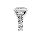 White gold Princess Cut Diamond Solitaire Pavé Engagement Ring with Round Band and Prong Setting_67