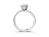 White gold Princess Cut Diamond Solitaire Pavé Engagement Ring with Round Band and Prong Setting_95