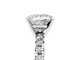 White gold Princess Cut Diamond Solitaire Pavé Engagement Ring with Round Band and Prong Setting_97