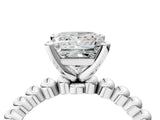 White gold Princess Cut Diamond Solitaire Ring with Beaded Band and Prong Setting_327