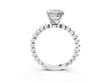 White gold Princess Cut Diamond Solitaire Ring with Beaded Band and Prong Setting_328
