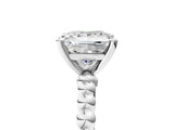 White gold Princess Cut Diamond Solitaire Ring with Beaded Band and Prong Setting_328