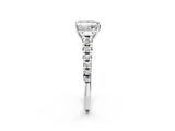 White gold Princess Cut Diamond Solitaire Ring with Cathedral Setting and Pavé Band_214