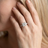 White gold Princess Cut Diamond Solitaire Ring with Cathedral Setting and Pavé Band_229