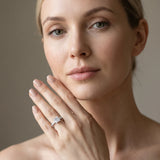 White gold Princess Cut Diamond Solitaire Ring with Cathedral Setting and Pavé Band_233